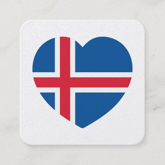 Iceland Heart Flag Square Business Card (Front)