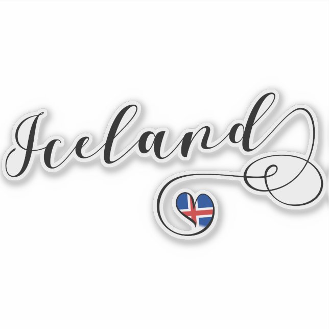 Iceland Heart Flag Sticker (Front)