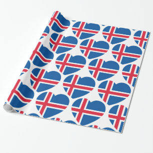 Iceland Heart Flag Wrapping Paper