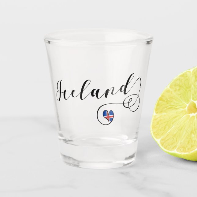 Iceland Heart, Icelandic Flag Shot Glass (Front)