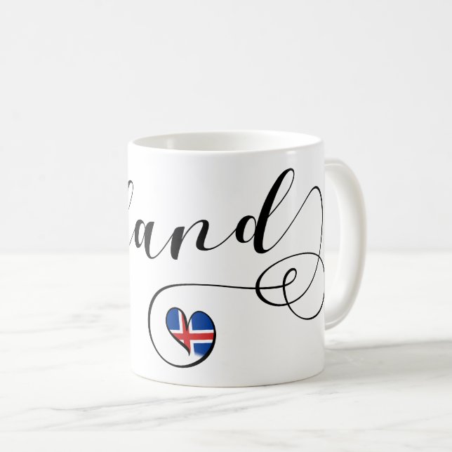 Iceland Heart Mug, Icelandic Coffee Mug (Front Right)