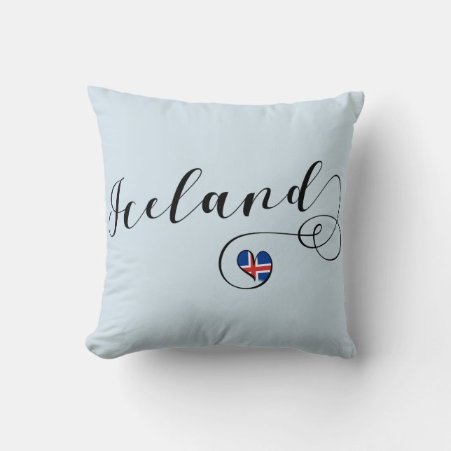 Iceland Heart Throw Cushion, Icelandic Throw Pillow (Front)