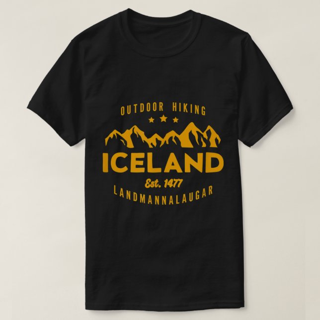 Iceland Hiking LANDMANNALAUGAR Est. 1477 T-Shirt (Design Front)