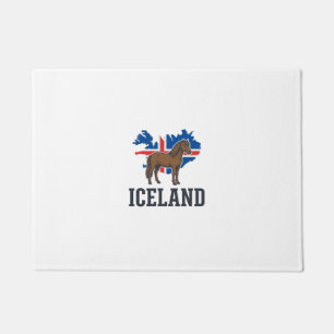 Iceland Horse Vintage Flag Vector Shirt Design_1 Doormat
