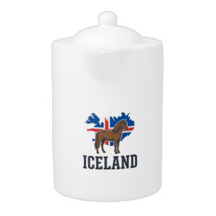 Iceland Horse Vintage Flag Vector Shirt Design_1 Teapot