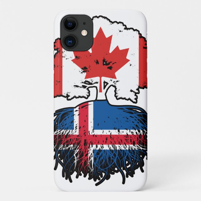 Iceland Icelandic Canadian Canada Tree Roots Flag Case-Mate iPhone Case (Back)