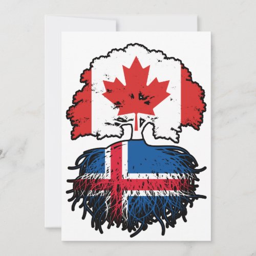 Iceland Icelandic Canadian Canada Tree Roots Flag Invitation