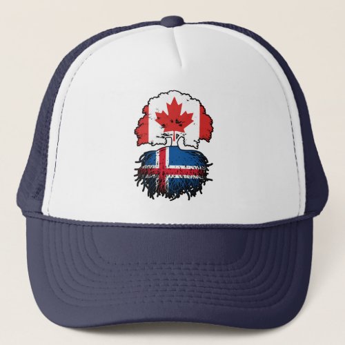 Iceland Icelandic Canadian Canada Tree Roots Flag Trucker Hat