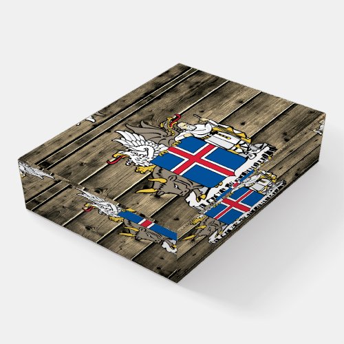 Iceland  Icelandic Coat of Arms flag  patriotic Paperweight