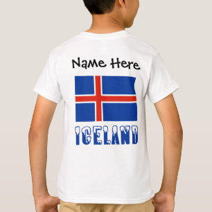 Iceland Icelandic Flag Black Personalization T-Shirt