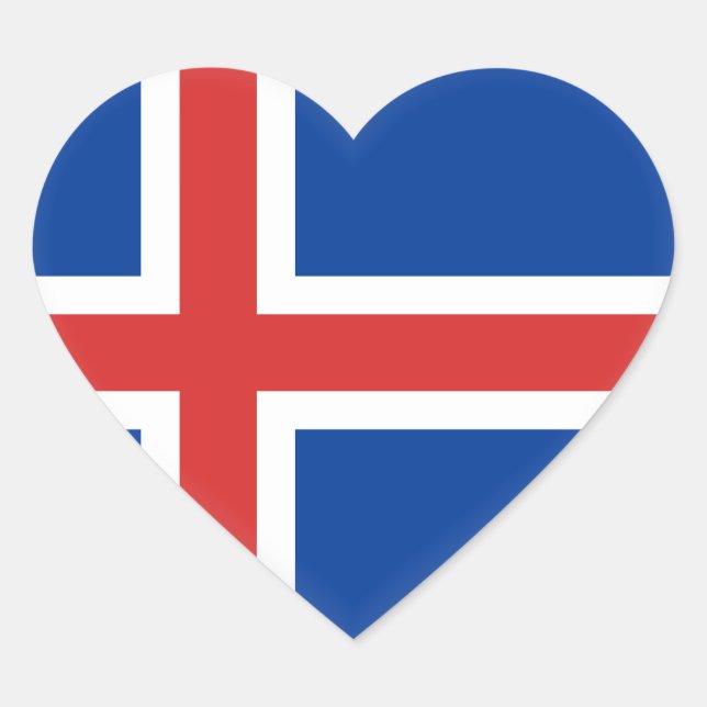 Iceland (Icelandic) Flag Heart Sticker (Front)