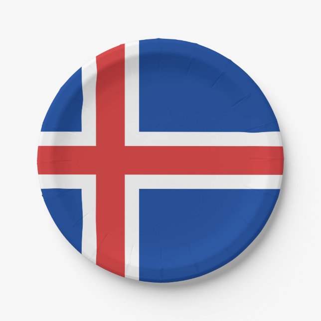 Iceland (Icelandic) Flag Paper Plates (Front)