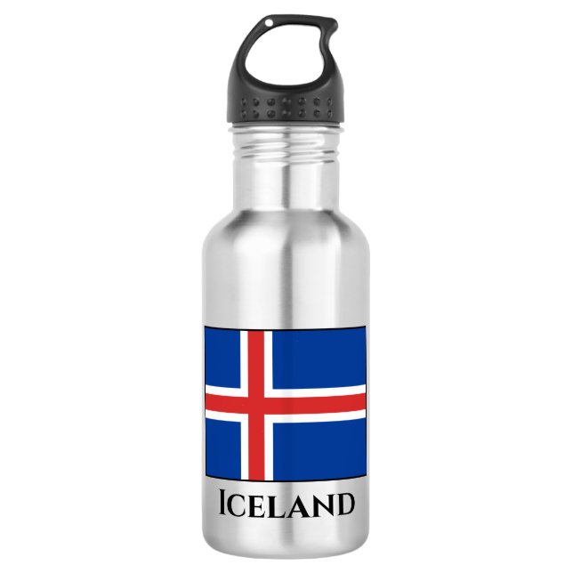 Iceland (Icelandic) Flag Stainless Steel Water Bottle (Front)