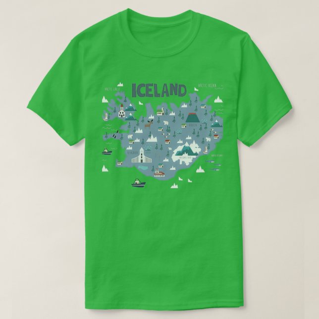 ICELAND illustrated map T-Shirt (Design Front)