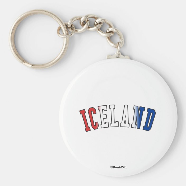 Iceland in National Flag Colors Key Chain