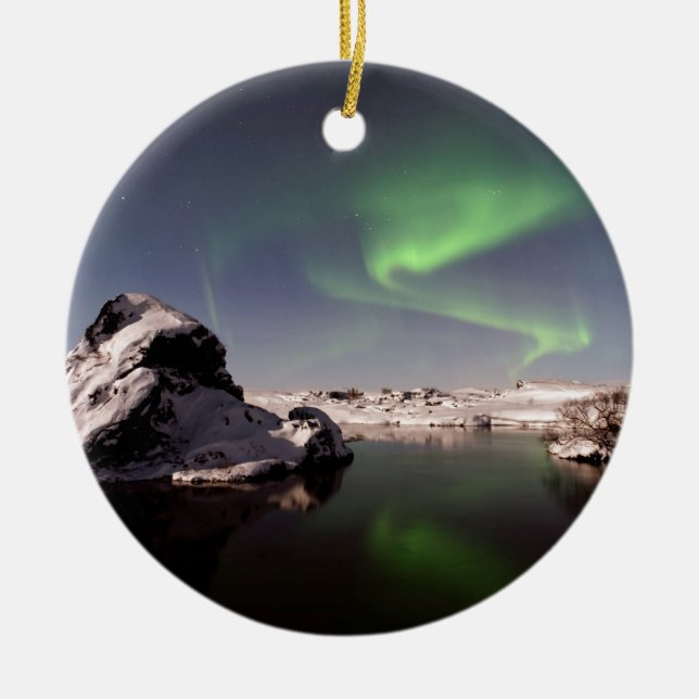 Iceland in Winter Ceramic Ornament (Front)