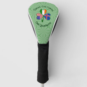 Iceland Ireland USA Shamrock Flag Personalized Golf Head Cover