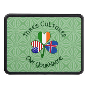 Iceland Ireland USA Shamrock Flag Personalized Hitch Cover