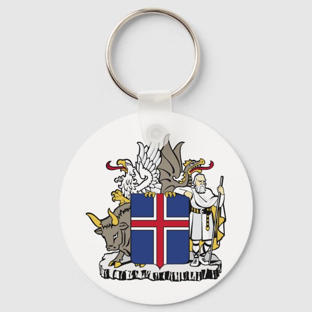 Iceland IS Ísland Coat of arms Keychain (Front)
