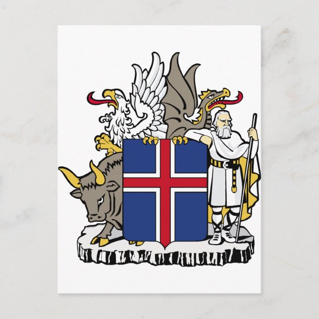 Iceland IS Ísland Coat of arms Postcard (Front)