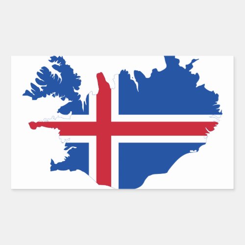Iceland IS sland Flag map Rectangular Sticker
