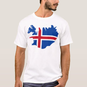 Iceland IS Ísland Flag map T-Shirt