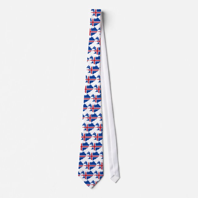 Iceland IS Ísland Flag map Tie (Front)