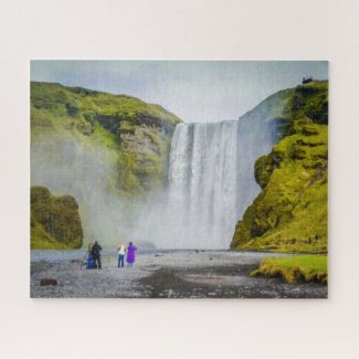 Iceland Jigsaw Puzzle - Skogafoss waterfall