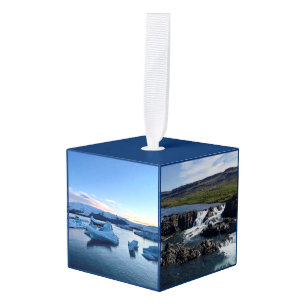Iceland landscape - Photo cube ornament