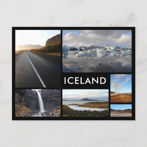 Iceland landscapes multiple photo image collage postcard