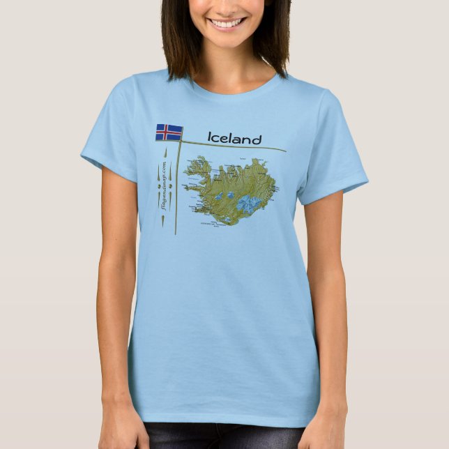 Iceland Map + Flag + Title T-Shirt (Front)