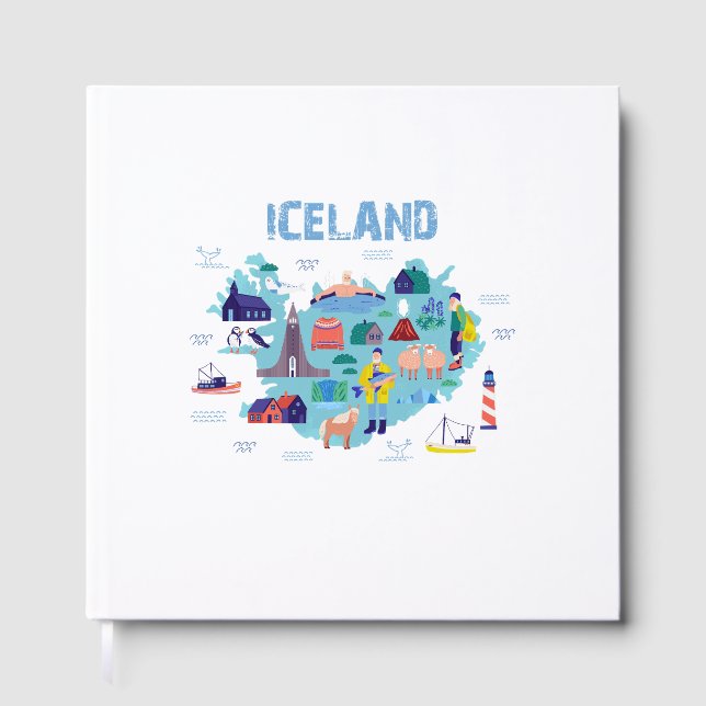Iceland map foil guest book  (Front)
