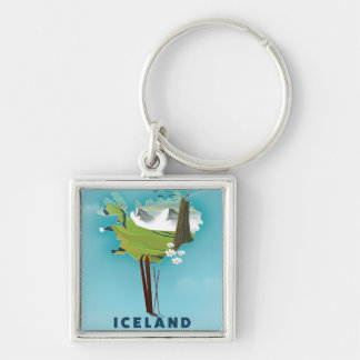 Iceland Map Illustration travel poster. Keychain