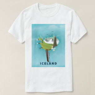 Iceland Map Illustration travel poster. T-Shirt
