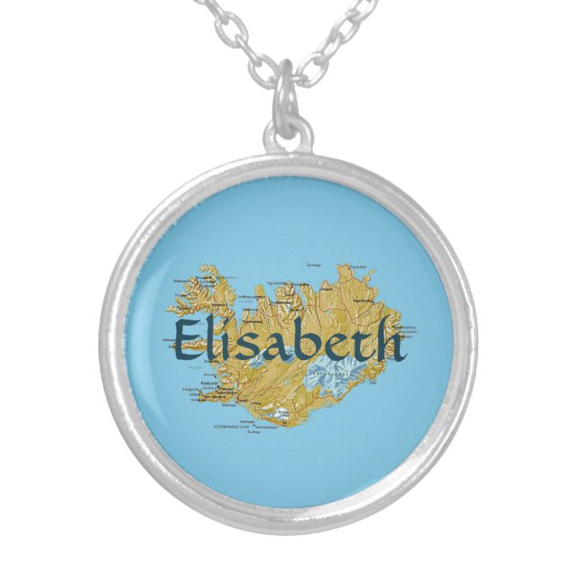 Iceland Map + Name Necklace (Front)
