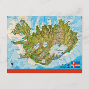 Iceland Map Postcard