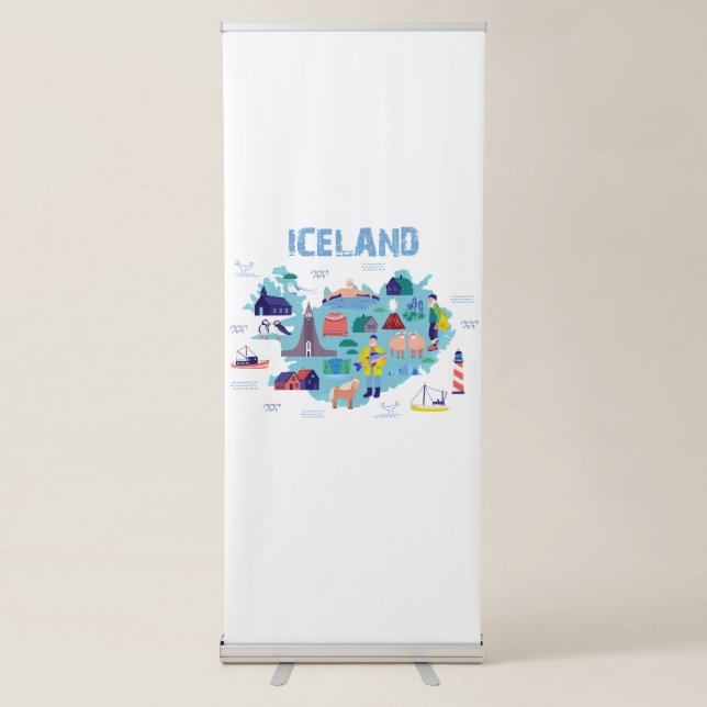 Iceland map retractable banner (Front)