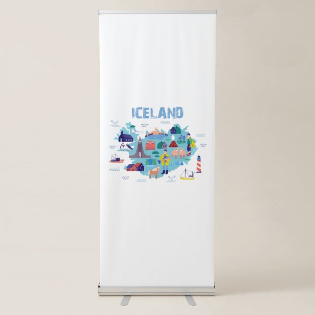 Iceland map retractable banner (Front)