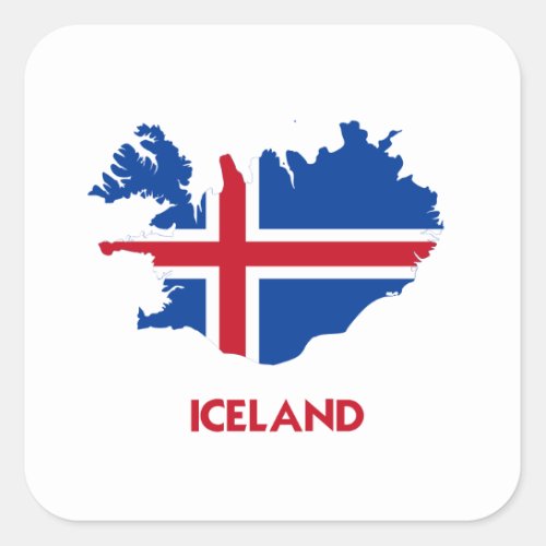 ICELAND MAP SQUARE STICKER