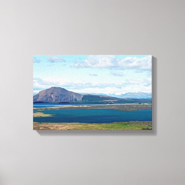 Iceland morning seascape with farms in a fjord canvas print (Front)