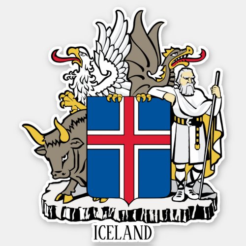 Iceland National Coat Of Arms Patriotic Sticker