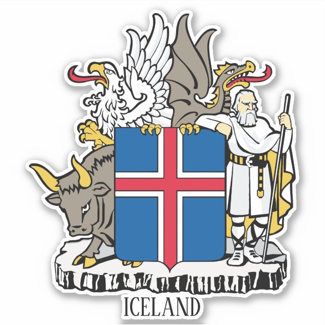 Iceland National Coat Of Arms Patriotic Sticker (Front)