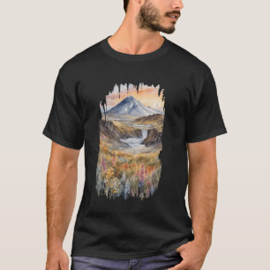 Iceland Nature Painting Watercolor Art Vintage Tra T-Shirt
