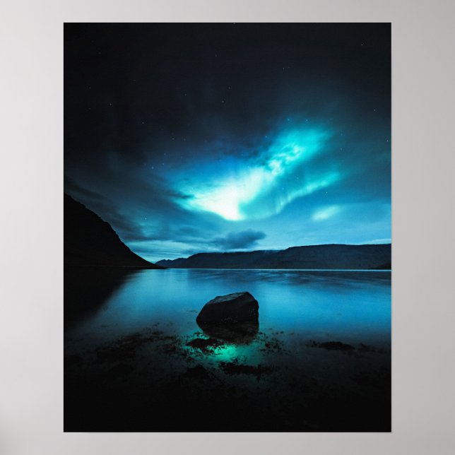 Iceland - Northern Lights at Westfjords, Iceland Poster (Front)