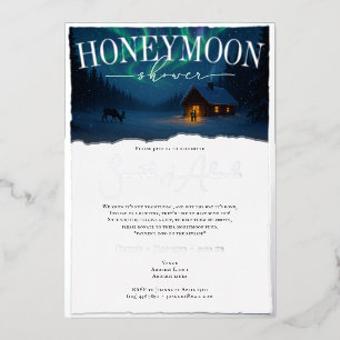 Iceland Northern Lights Foil Honeymoon Shower Invitation