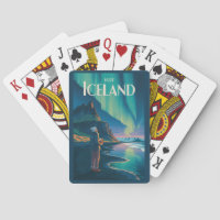 Iceland Northern Lights Illustration Travel Art Vi