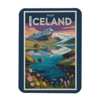 Iceland Painterly Illustration Travel Art Vintage