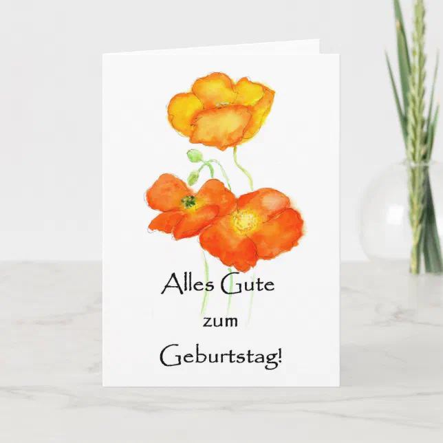 Iceland Poppies Birthday Card - German Greeting | Zazzle