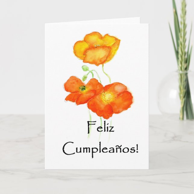 Iceland Poppies Birthday Card - Spanish Greeting (Front)