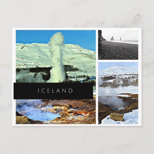 Iceland postcard _ geyser hot spring black sand